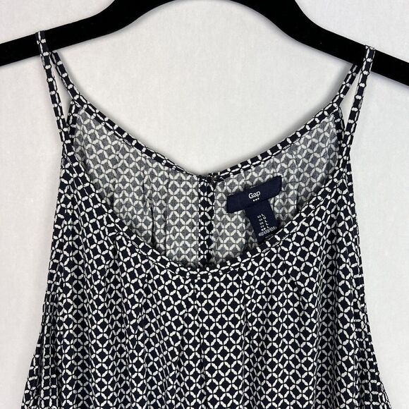 Gap Geo Print Romper Womens L Blue Drop Waist Sleeveless Lounge Flowy Jumpsuit - Picture 3 of 14